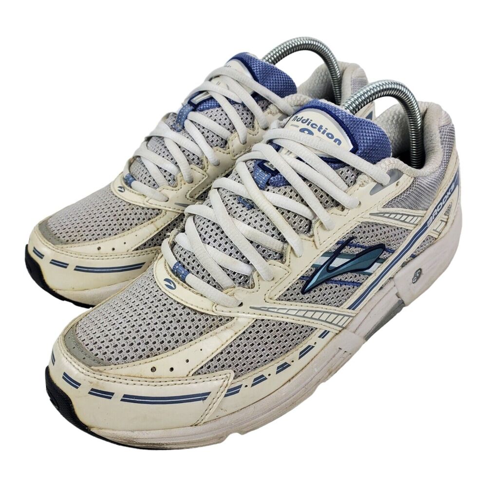 BROOKS Shoes ADDICTION 9 Womens Size 11 White Blue Running Sneaker 1200661B483
